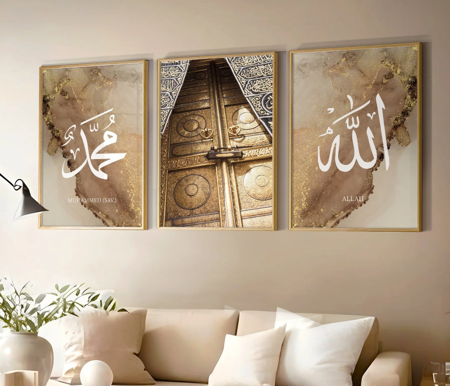 The Golden Kaaba 3-Piece Frame Set
