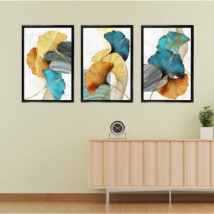 Gold ,Blue ,Yellow Leaf Abstract Set