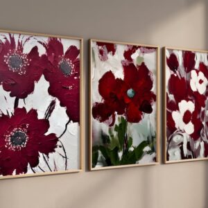 Floral Elegance in Red Frame Set