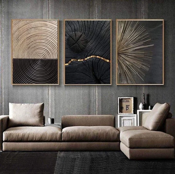 Abstract Black foil (3panel) | Wall Art