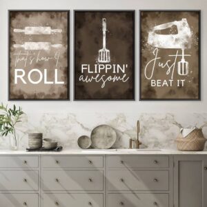 Rustic Watercolor Kitchen Typography Triptych