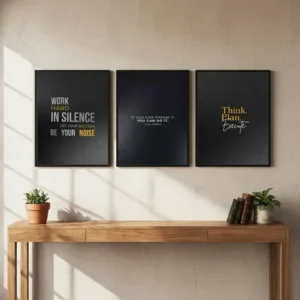 Corporate Hustle Set of 3 Black Framed Wall Art